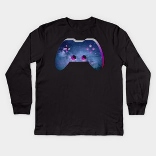 Cosmic Galaxy - Gaming Gamer Abstract - Gamepad Controller - Video Game Lover - Graphic Background Kids Long Sleeve T-Shirt